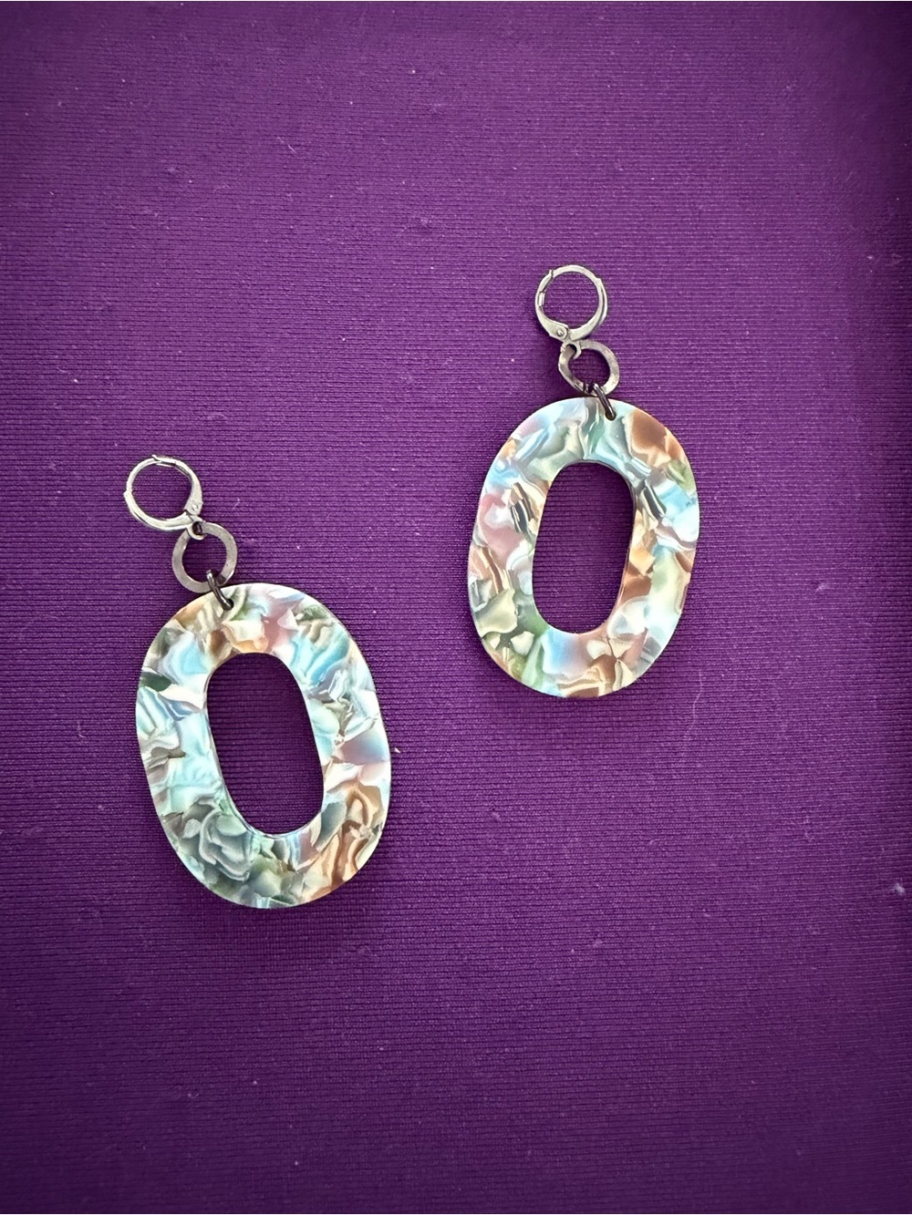 Multicolor acrylic Oval Drop Earrings